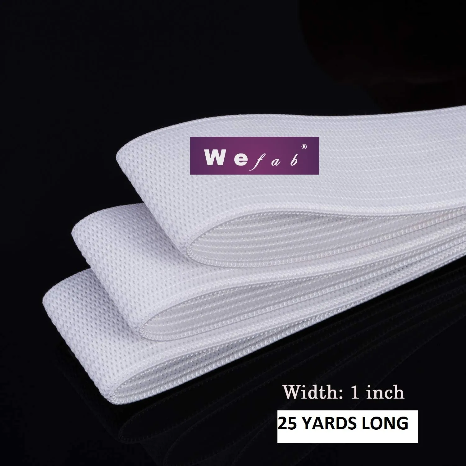 Wefab Elastic Spool 700 GSM 25 Yards Long White Heavy Stretch High Elasticity Woven Elastic Bands for Sewing