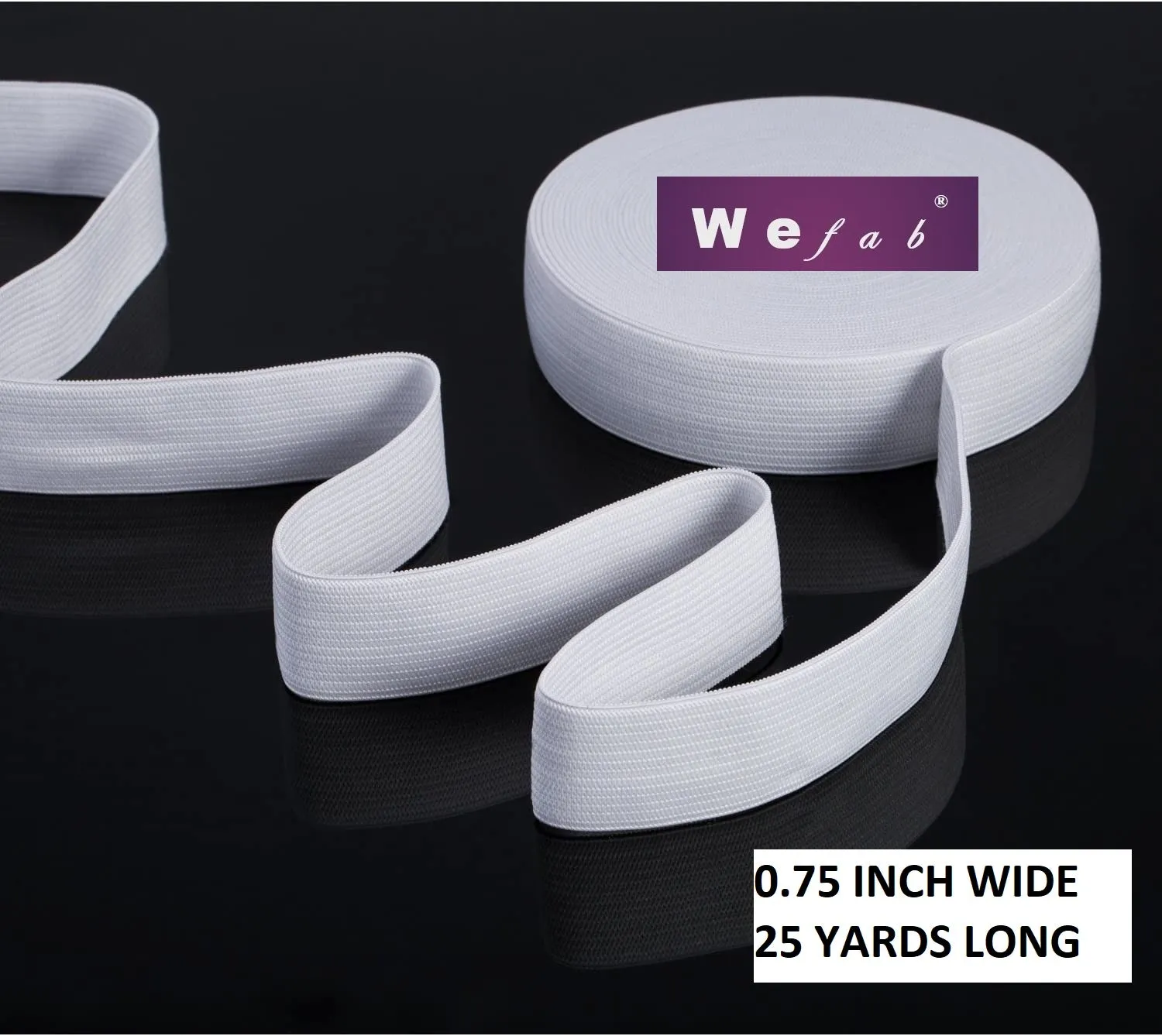 Wefab Elastic Spool 700 GSM 25 Yards Long White Heavy Stretch High Elasticity Woven Elastic Bands for Sewing