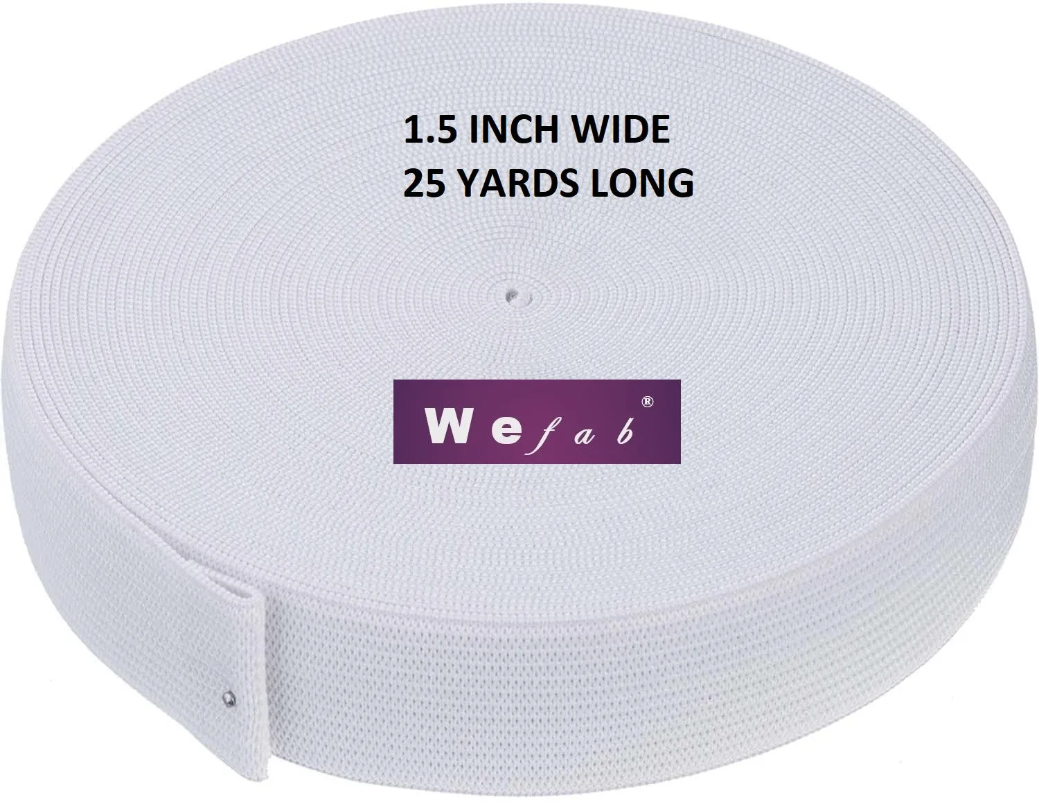 Wefab Elastic Spool 700 GSM 25 Yards Long White Heavy Stretch High Elasticity Woven Elastic Bands for Sewing