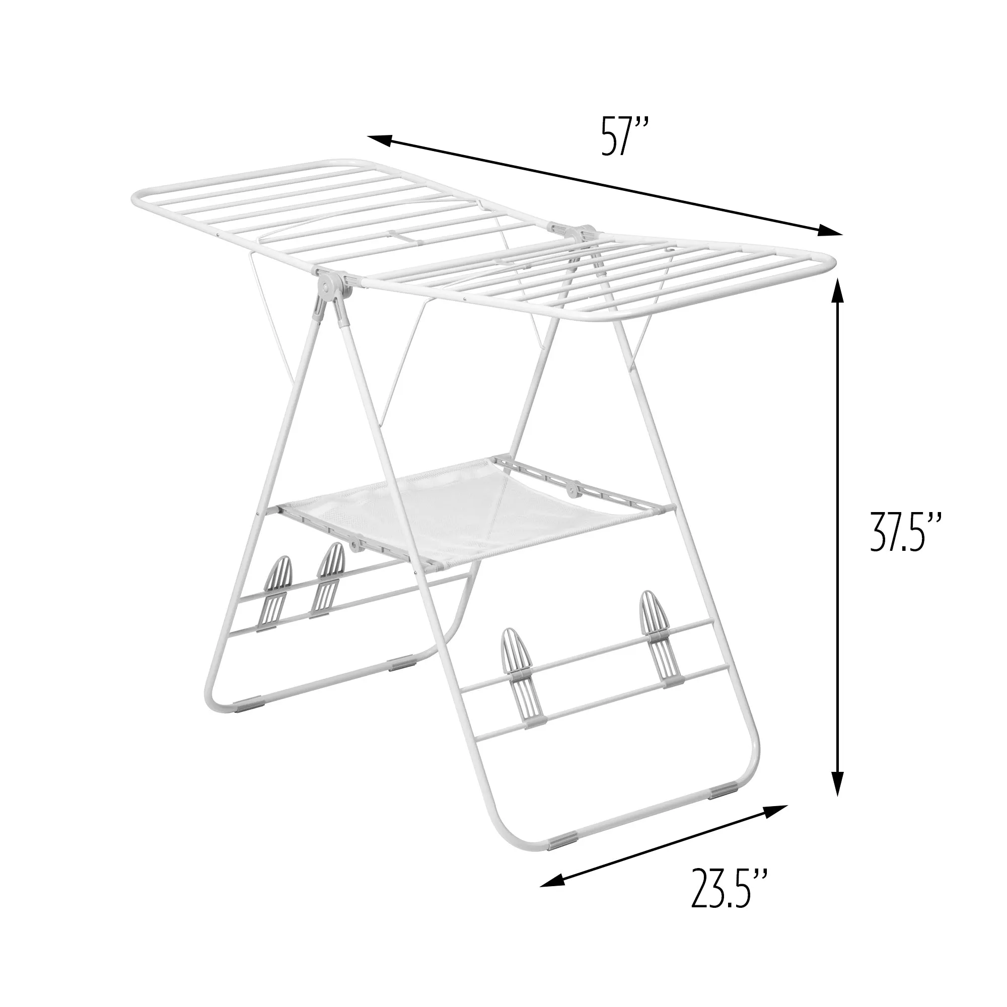 White Heavy-Duty Folding Gullwing Laundry Drying Rack