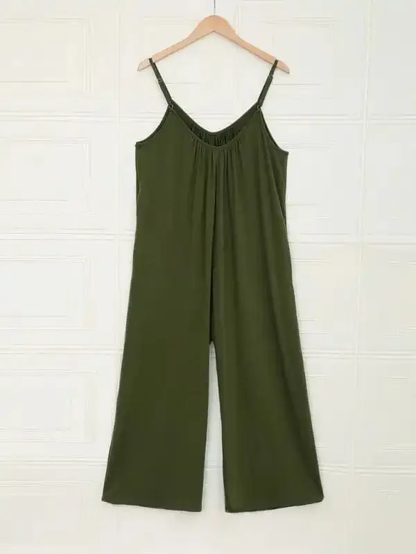 Women’s casual suspenders jumpsuit loose simple wide-leg jumpsuit