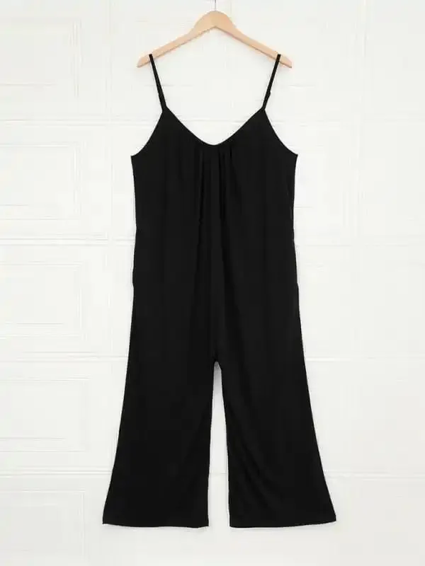 Women’s casual suspenders jumpsuit loose simple wide-leg jumpsuit