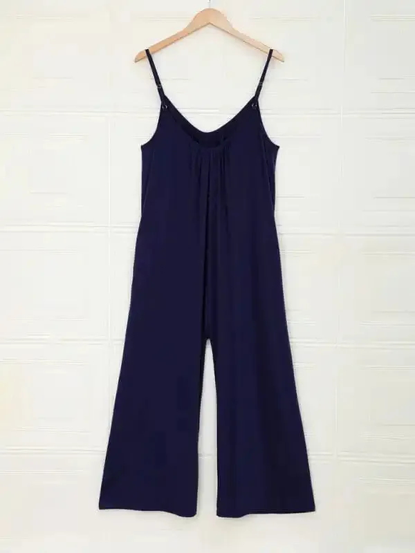 Women’s casual suspenders jumpsuit loose simple wide-leg jumpsuit