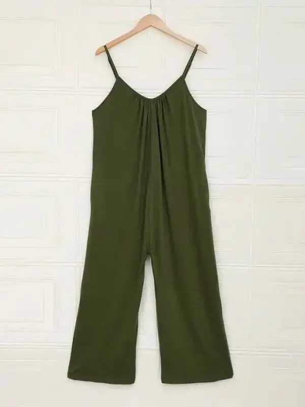 Women’s casual suspenders jumpsuit loose simple wide-leg jumpsuit