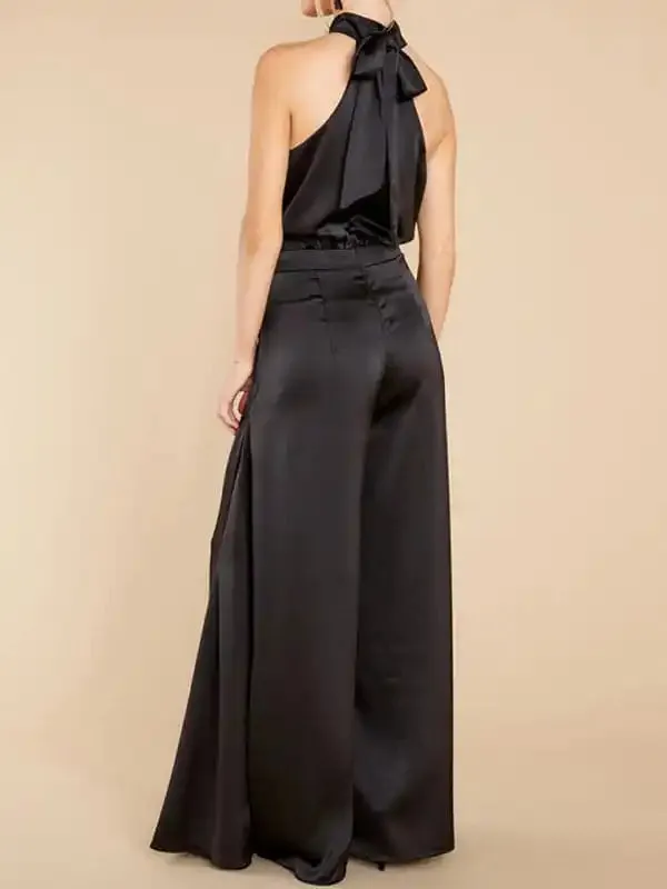 Women’s new off-the-shoulder high-waist jumpsuit wide-leg trousers