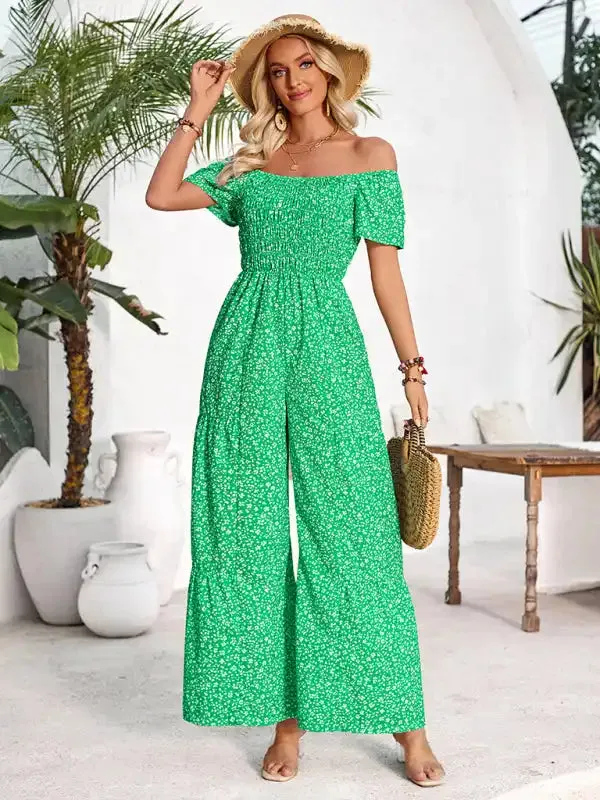 Women’s small floral print round neck jumpsuit