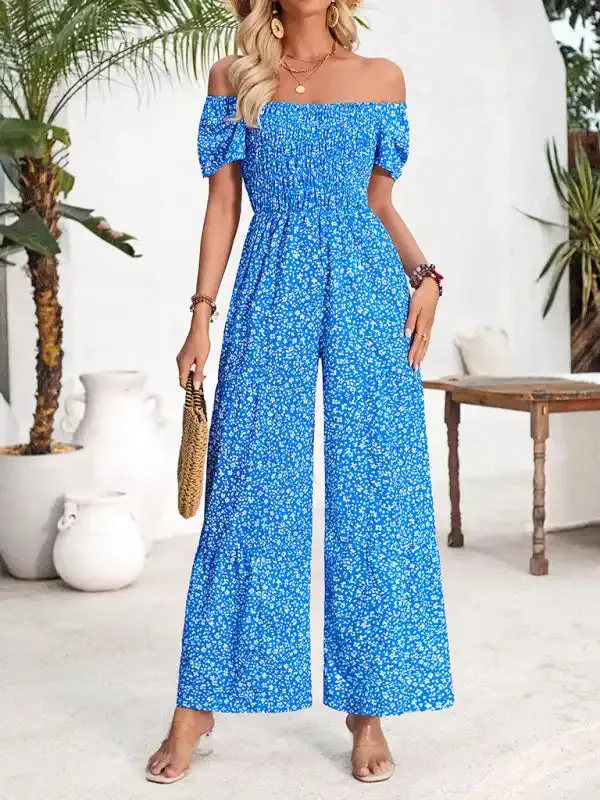 Women’s small floral print round neck jumpsuit