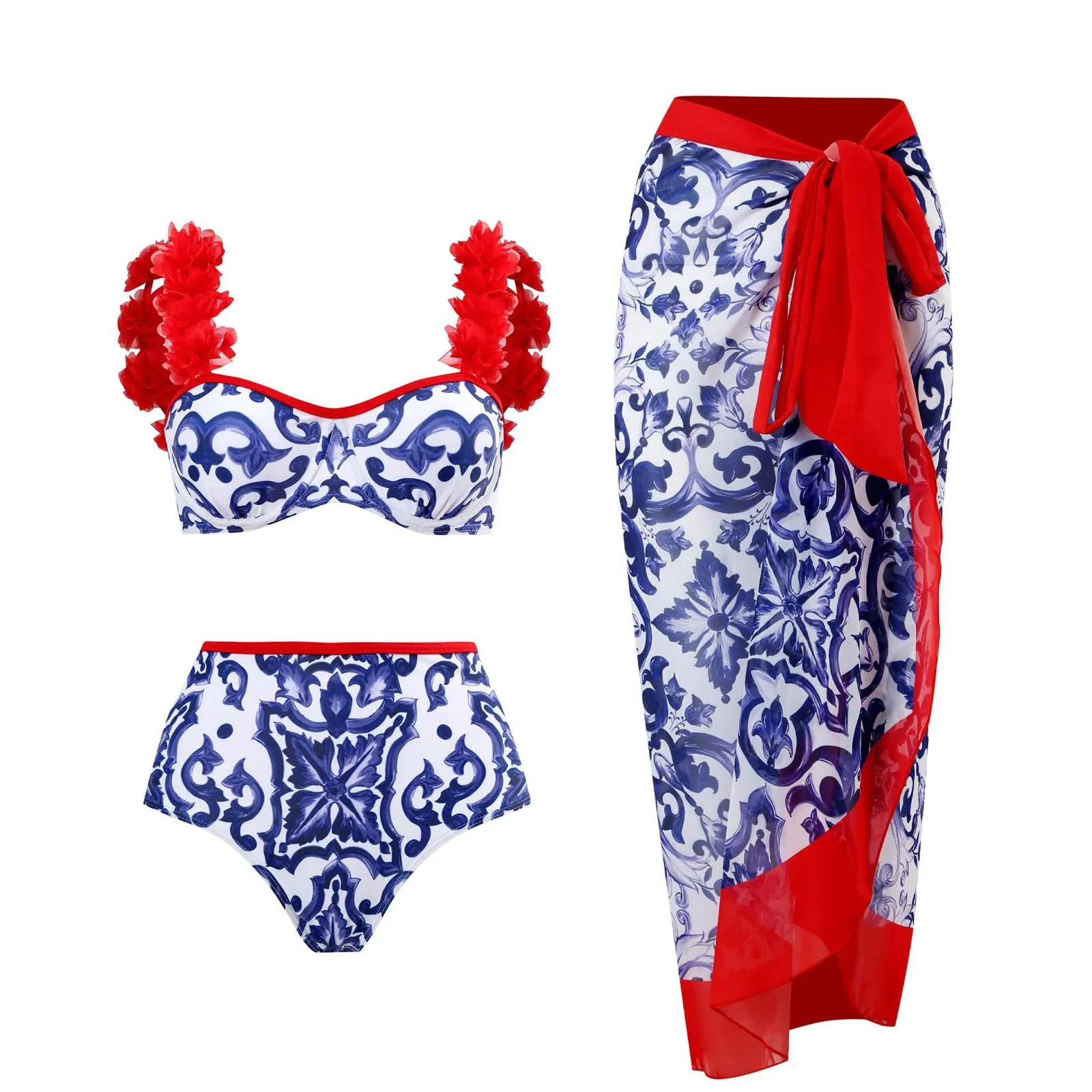 Women's Swimwear With Beach Long Cover-Ups Skirts