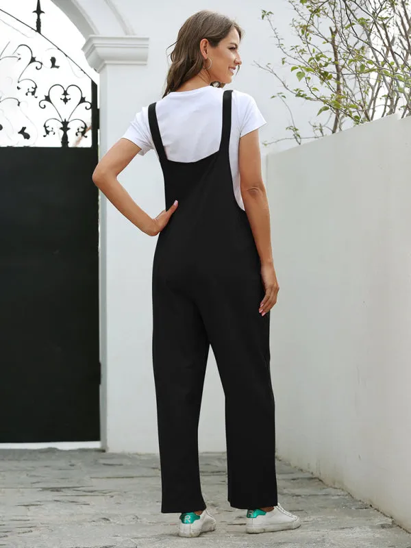 Women's Woven Retro Casual Long Overalls