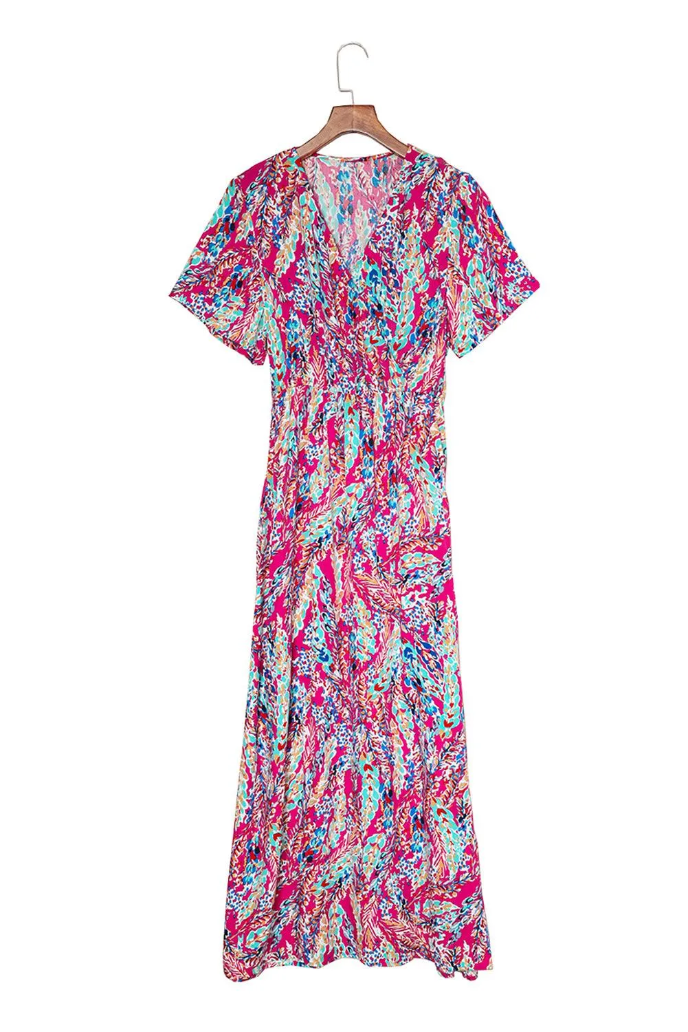 Wrap V Neck Floral Sundress Style Maxi Dress for Women