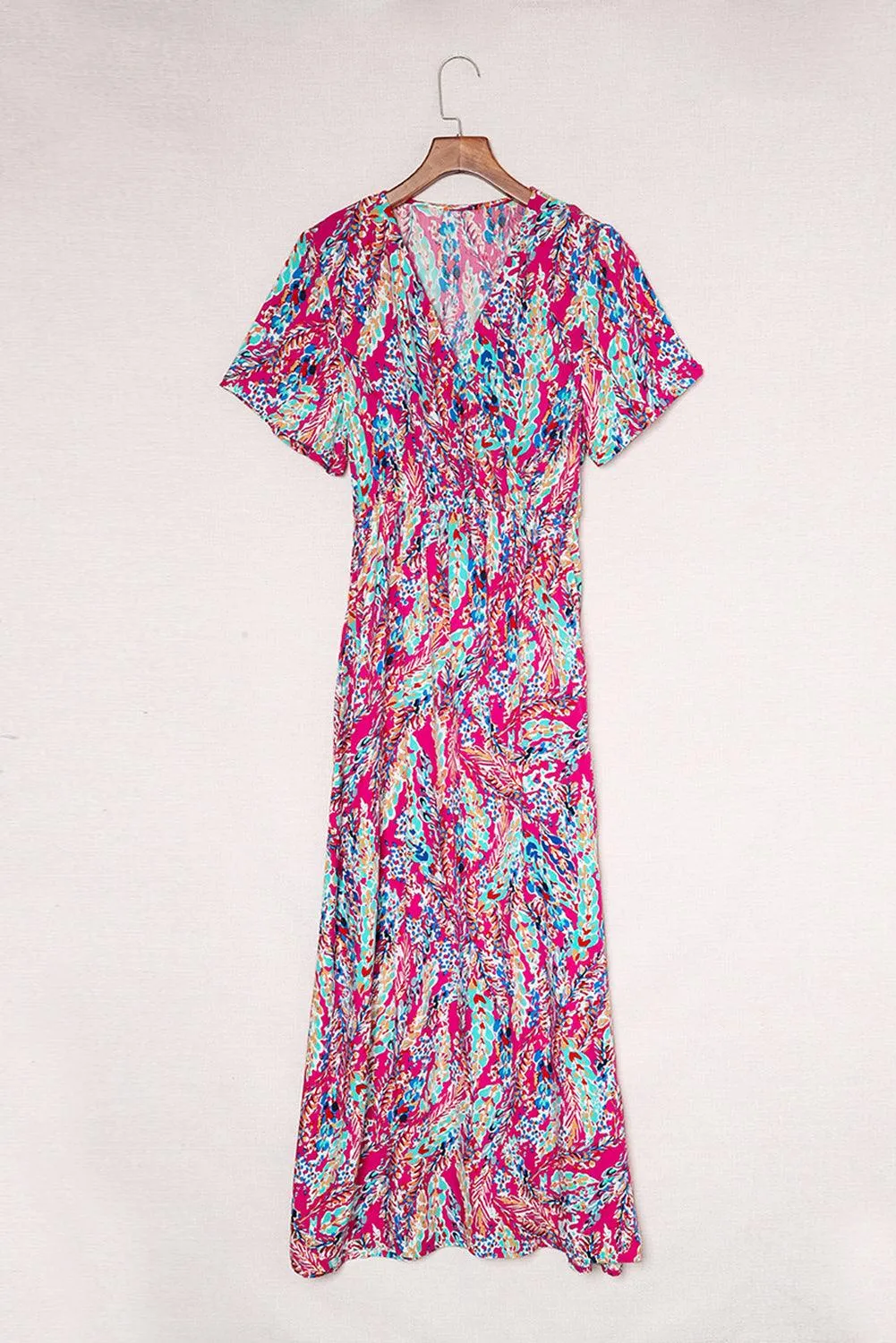 Wrap V Neck Floral Sundress Style Maxi Dress for Women