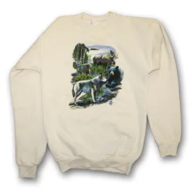 Youth Crewneck sweatshirt with various designs.